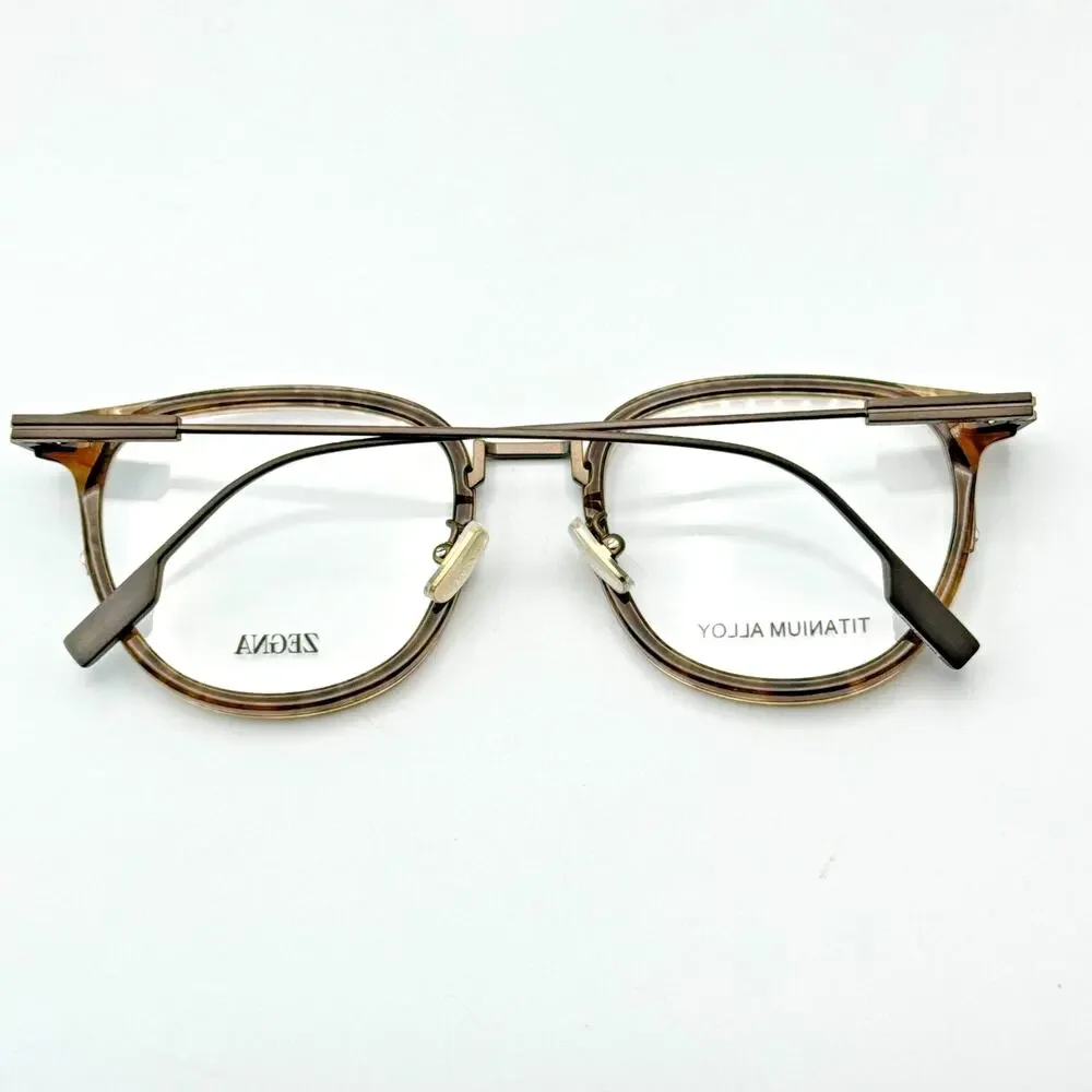 Ermenegildo Zegna Eyeglasses Frames EZ5337-D 048 Light Brown Geometric 52-20-145